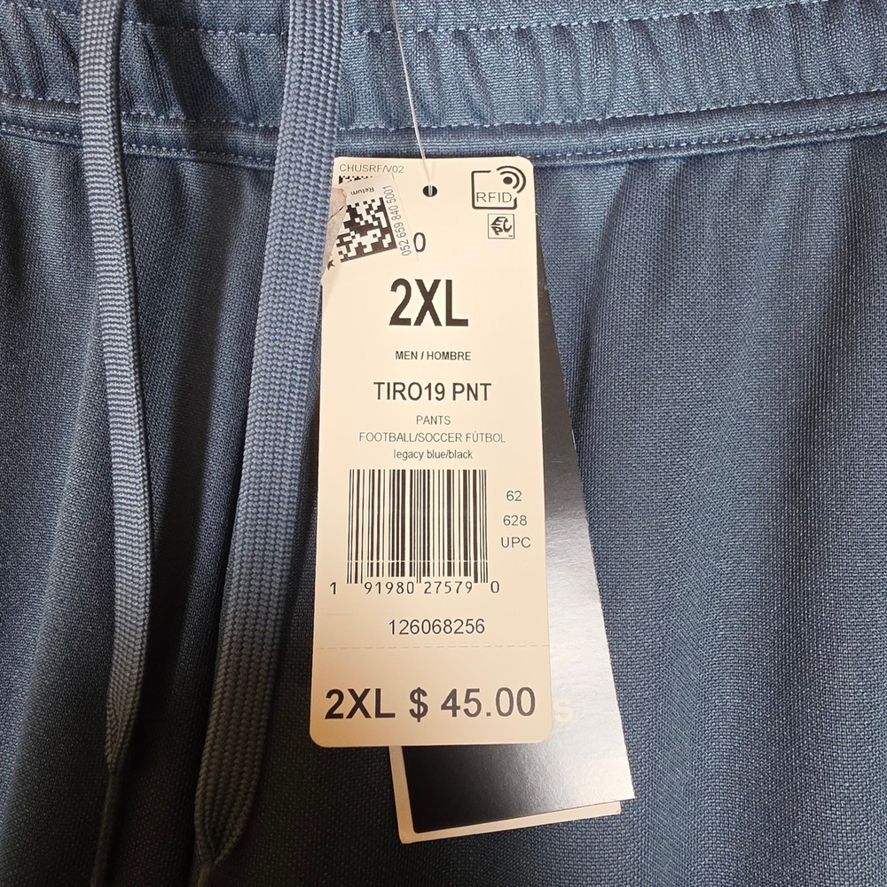 Adidas Track Pants Mens 2XL Tiro 19 Legacy Blue Track Soccer Training Gym NEW - Picture 4 of 11